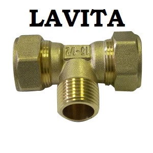 T/S (M) 15*1/2*15 тройник обжимной с переходом на нар. резьбу Lavita